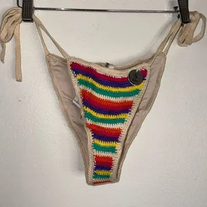 Forever 21 Y2K colorful crochet string bikini swim bottoms size‎ small boho cute thumbnail 3
