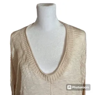Moon & Maddison Cream Knit Lace Trim Tunic Top thumbnail 6