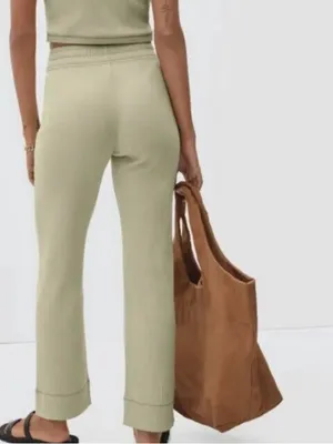 Everlane The Ribbed Flare Pant in Sage Green Size XS Pull on cotton thumbnail 2