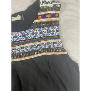 Anthropologie Akemi + Kin Knit Top Black Bohemian Embroidered Beads Size L thumbnail 5