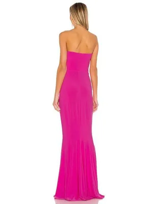 Norma Kamali Strapless Fishtail Gown in Orchid Pink XXSmall Womens Maxi thumbnail 2