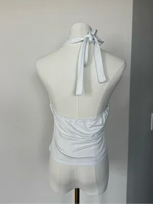 Cider White Halter Neck Ruched Top - Size M thumbnail 2