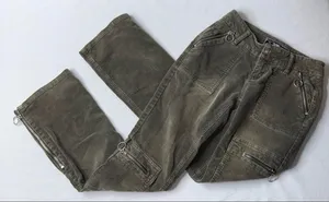 Y2K Cargo Corduroy Pants Green Size XXS thumbnail 1