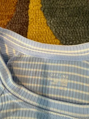 NWOT Offline by Aerie Light Blue White Stripe Long Sleeve Stretchy Top Medium thumbnail 2