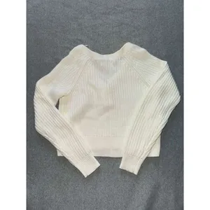 Aeropostale Long Sleeve Cropped Knit Sweater V Neck‎ Tan Womens Sz Xs thumbnail 6