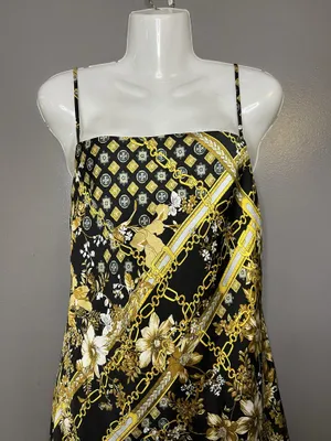 Princess Polly Dress Womens 6 Black Floral Chain Square Neck Slip Mini Party thumbnail 1