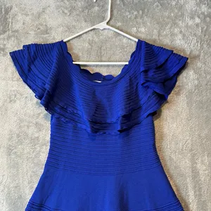 Eliza J Small Royal Blue Off Shoulder Ruffle Fit & Flare Cocktail Dress New thumbnail 6