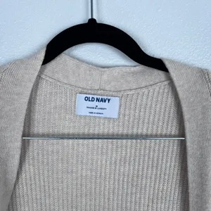 Old Navy Womens Long‎ Sleeve Open Front Ribbed Cardigan Beige M thumbnail 2