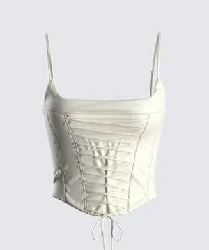Malia Ivory Lace Up Corset Top thumbnail 1