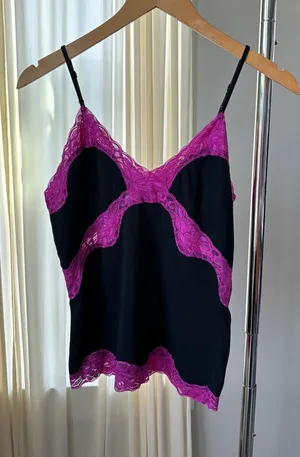 Vintage 90s Mary Green Lace Cami Large Tank Top Y2K Fairy Glam Whimsigoth Pink thumbnail 1