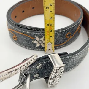 Nocona Size S Black Leather Floral Embroidered Rhinestone Western Cowgirl Belt thumbnail 9