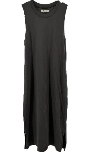 Madewell Organic Cotton Crewneck Tank Midi Dress Side Slit Cotton Gray XXS thumbnail 2