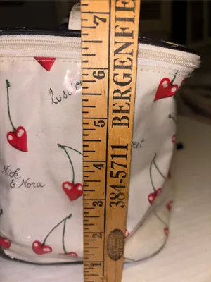 Nick & Nora Cherry Hearts Y2k Cosmetics Case With Matching Zip Pouch Vintage thumbnail 13