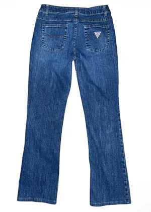 Vintage 90s Guess Jeans Straight Leg Womens 29 Mid Rise Triangle Logo Y2K Grunge Denim thumbnail 5