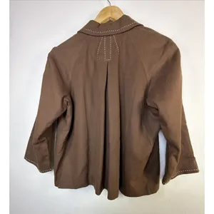 Coldwater Creek Jacket Womens Medium Brown Linen Bld Lined Hook Closure western thumbnail 9