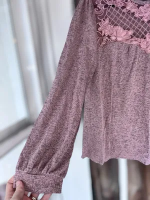 Maurice’s Women’s XL Mauve Purple Long Sleeve Top w/Floral Lace Yoke Coquette thumbnail 4