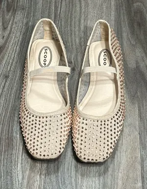 Scoop Embellished Mary Jane Flats in Light Beige thumbnail 1