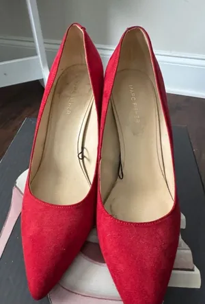 Marc Fisher Red Suede Pointed Toe Pumps thumbnail 1
