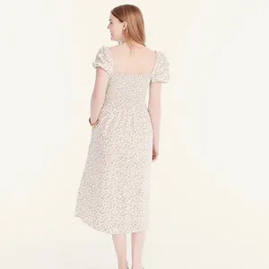 J. Crew Smocked Flutter Sleeve Midi Dress in Cloud Meadow Floral thumbnail 2