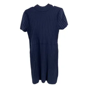 Free People Lottie short sleeve mock neck fit flare navy sweater dress L casual thumbnail 3
