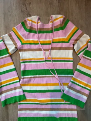 Show Me Your Mumu Vacay Maxi Dress Multi Rib Knit sz L thumbnail 3