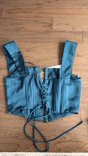 Teal corset top Blue thumbnail 4
