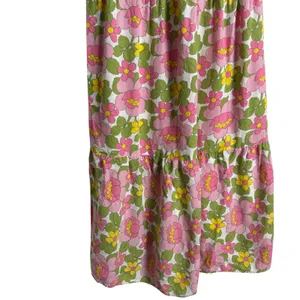 Show Me Your MuMu Cathy Pink Retro Floral Sweetheart Tie Back Puff Maxi Dress M thumbnail 12