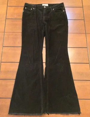 Free People we the free corduroy flare pants 27 black raw hem thumbnail 1