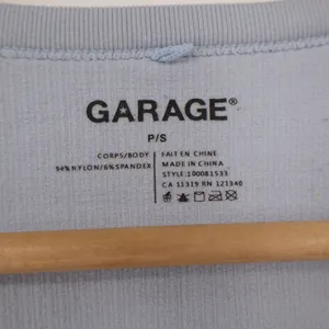 Garage Light Blue Ribbed Deep V-Neck Crop Top Short Sleeve Tee PS thumbnail 2