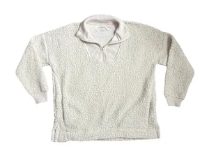 Aerie Dream Sherpa Cream Quarter‎ Zip Pullover Sweatshirt Sweater Jacket Size XS thumbnail 1