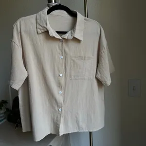 Amazon Cream 2-Piece Short Sleeve Button Up Set thumbnail 2