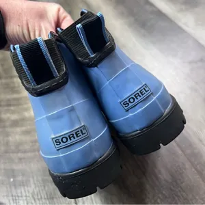 Rare Sorel Flood Plain Chukka Rubber Rain Boots Size 5 Blue and Black Waterproof thumbnail 3