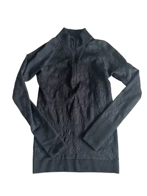 LULULEMON Womens Black Seamless Floral Zip Size 8 thumbnail 2