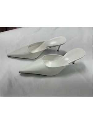 Womans New Slip On Stiletto Mules Eu 38 Us 8 White Pointed Toe thumbnail 3