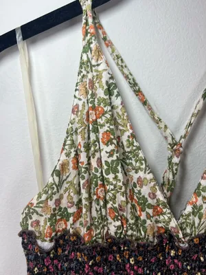Romeo & Juliet Couture Floral Patchwork Maxi Dress Neutral Cottagecore Boho Med thumbnail 4