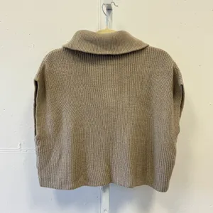 NWT Miss Love Taupe Ribbed Quarter Zip BoxySweater Vest SWT8095 Small thumbnail 2