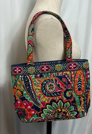 Vera Bradley Venetian Paisley Toggle Tote Bag Retired Quilted Purse thumbnail 1