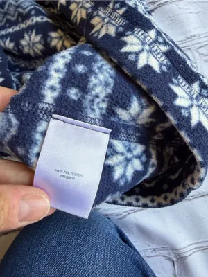 Lands' End Pullover Womens Fleece Mock Neck Large Faire Isle Snowflake Print EUC thumbnail 3
