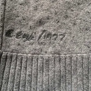 American Eagle Cardigan Sweater Unisex Small Gray Wool Blend Elbow Patch Preppy thumbnail 5
