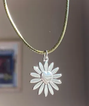 Handmade stainless steel sun heart flower boho retro vintage style necklace☀️🩵 thumbnail 1