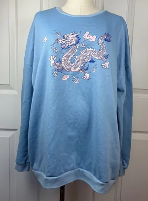 SHEIN blue dragon graphic crewneck thumbnail 1