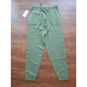 Filoro 100% Cashmere Army Green Knit Jogger Pants Size S New Lounge Luxury thumbnail 6