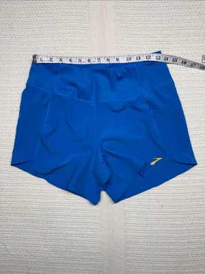 Brooks Run Happy Women's Royal Blue Running Shorts with Yellow Logo thumbnail 6