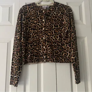 J. Crew Cashmere Leopard Print Sweater thumbnail 3