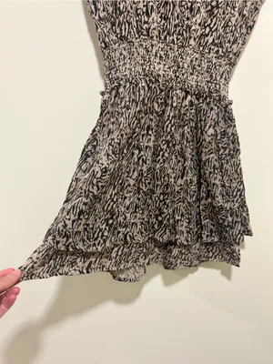 Rails Angelina Smocked Mini Dress Tan Cheetah Print Size Small thumbnail 3