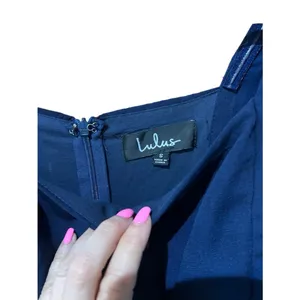Lulus Blue Button Front Bow Sleeve Mini Dress Small thumbnail 2