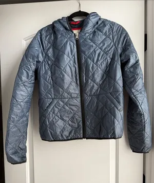 Abercrombie & Fitch Quilted Hooded Puffer Jacket - Steel Blue thumbnail 1