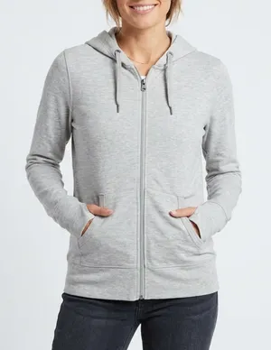 Free2B Free Country Womens Heather Gray Full Zip Hoodie Thumbholes Size L thumbnail 1