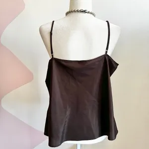 Brown Cami Tank Top Y2K 2000s 90s‎ Retro Indie Soft Girl Minimalist XL thumbnail 3