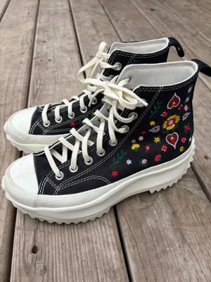 Converse Run Star Hike High Top Sneaker Black Embroidered thumbnail 2